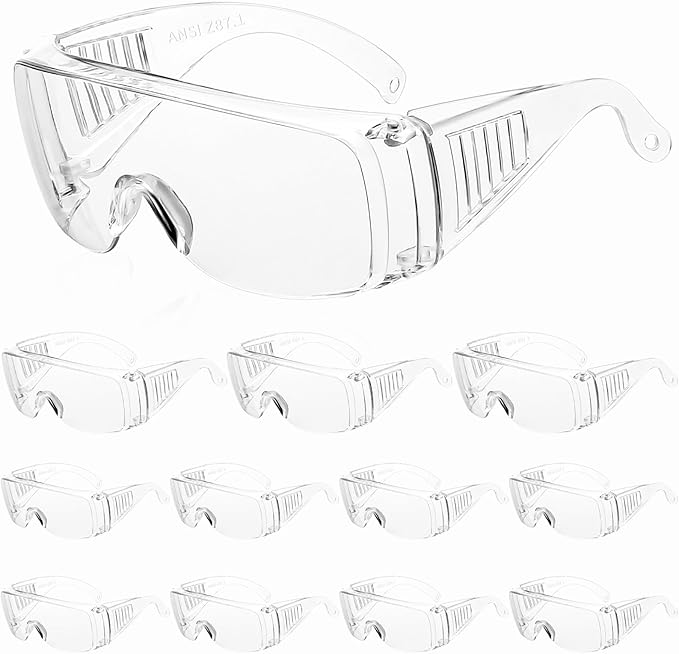 WFEANG Clear Safety Glasses bulk, Lightweight Protective Eyewear For Men Women, Over Goggles Impact Scratch Resistant