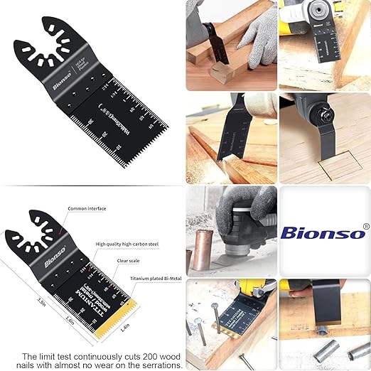 Bionso 120PCS Oscillating Tool Blade, Professional Universal Titanium Multitool Blades for Wood Metal, Multi Tool Blades Kits, Oscillating Saw Blades Fit Dewalt Ryobi Milwaukee Rockwell Fein Makita