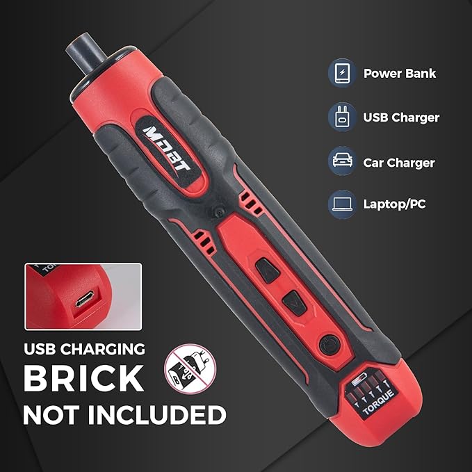 3.6V Cordless Impact Screwdriver Set with 1.5Ah Rechargeable Lithium Battery, 1/4" Chuck, 3-10 N.m Torque, 300RPM, Includes Magnetic Bits & Case – Electrician Tools