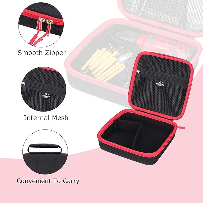 Storage Case for DEKOPRO 8V/COMOWARE/PULITUO/PULITUO Cordless Drill - Drill Bit Set Hard Case, Carrying Case (Box for Sale) (Black & Red)