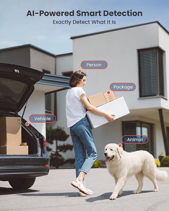 5MP Add On 2pcs Wired POE Cameras for 4K 8CH NVR, Human/Vehicle/Pet/Parcel Smart Detection, H.265+, 100ft Night Vision, IP67 Waterproof - White