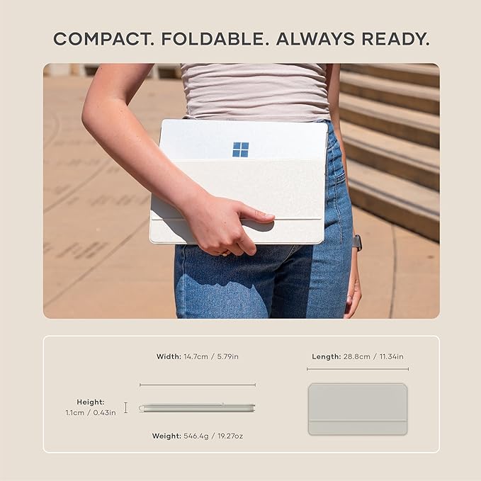 Satechi OntheGo Bluetooth Keyboard with Adjustable Stand, Connect up 3 Devices, USB C Rechargeable Battery, Compact and Portable Keyboard for iPad, Tablet – Sand