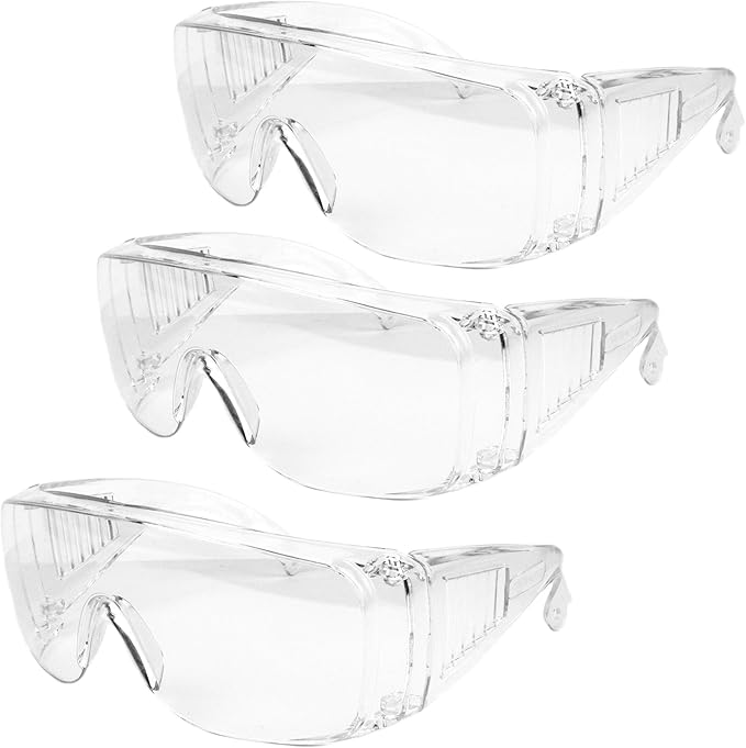 Aqulius Safety Glasses Over Eyeglasses - 3 Pack, OTG Style - Anti-Fog & Scratch-Resistant Safety Goggles Over Glasses Fit Over Prescription Eyewear
