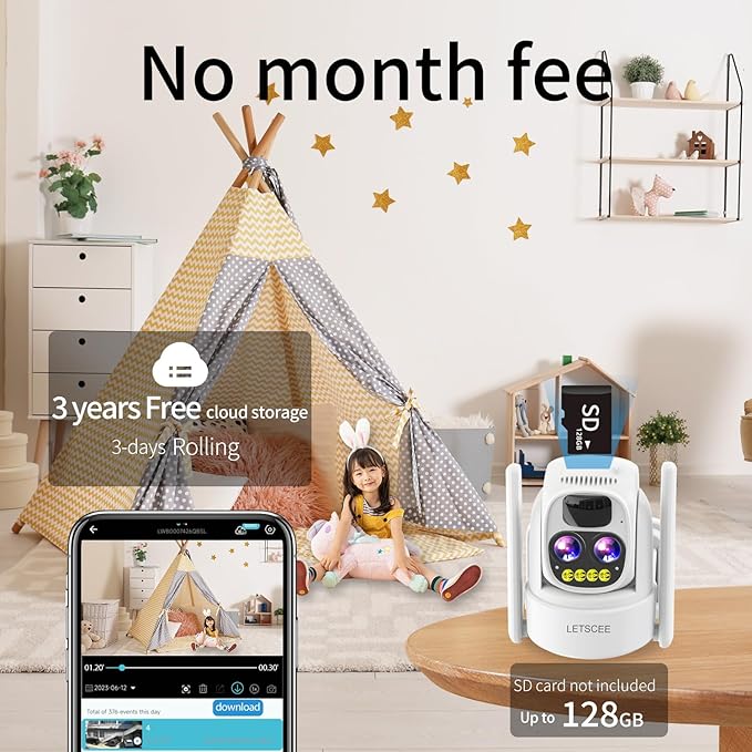 Cameras for Home Security Wireless Outdoor Solar,Alexa Security Camera Outside,360 PTZ Outside WiFi Camera Dual Lens 10x Zoom,Night Vision,2K,Water Proof, No Month Fee