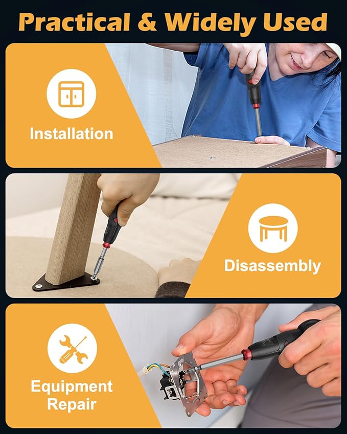 3.6V Cordless Screwdriver Set, Electric Screwdriver, Rechargeable Power Screwdriver, Electric Ball Grip Screwdriver, 3N.m/10N.m MAX, 280 RPM, Type-C Charging, LED Light for Electronics, DIY