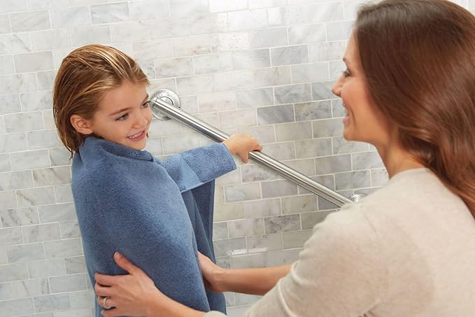 Moen LR8724D1GBN Bathroom Safety 24-Inch Designer Bathroom Grab Bar with Curled Grip, Brushed Nickel