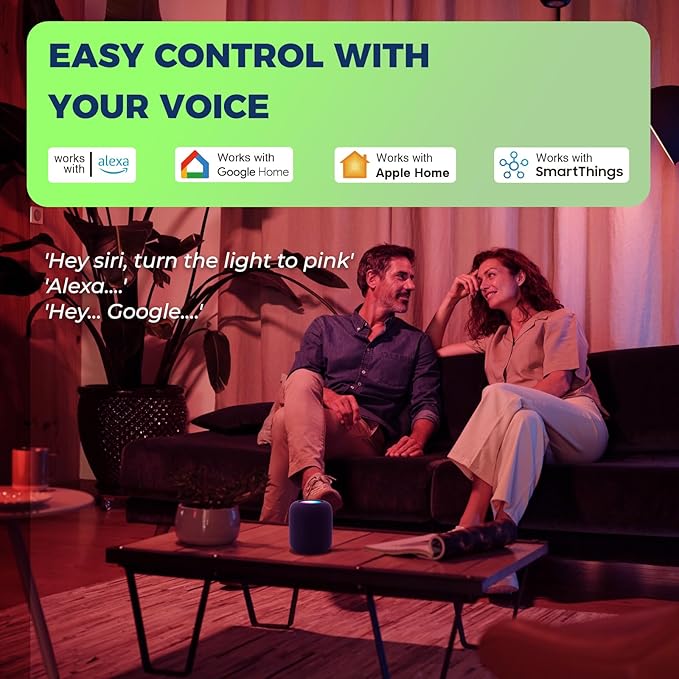 Matter Candelabra Smart Light Bulbs 60W Equivalent, Candle E12 LED Bulb Compatible with Alexa/Siri/Apple Home/Google Home/SmartThings, RGBCW, 2.4G WiFi, ETL Listed, Hub Required, 4PCS