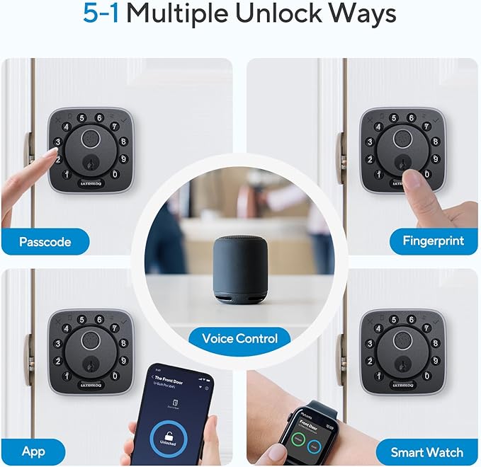 ULTRALOQ 2025 Upgrade Bolt Fingerprint Matter Smart Lock, Fingerprint Keyless Entry Door Lock, Works with Apple Home, Alexa, Google, SmartThings, IFTTT, Built in Matter Over Thread, BHMA Grade AAA