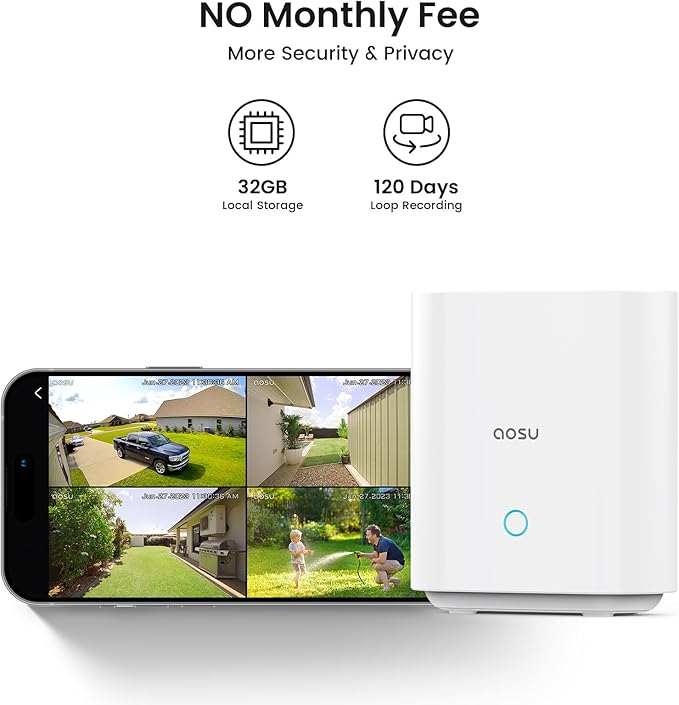 AOSU Security Cameras Outdoor Wireless, Add-On Camera, Add-On Cameras Must Be Connected to Homebase and Cannot Be Used Independently; Homebase Supports Simultaneous Connection of Up to 4 Cameras