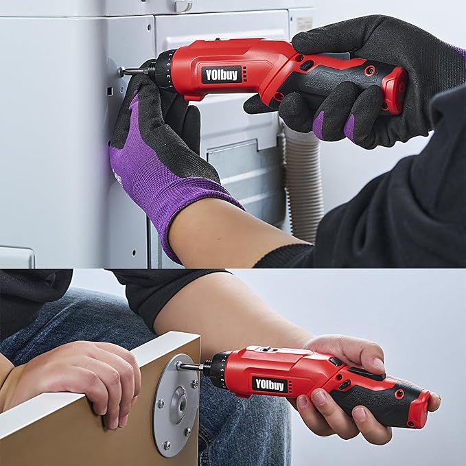 3.6V Rechargeable Electric Screwdriver, 21 Clutch Gears, 6.8Nm Max Torque, 2 Speed Gear, Max 650rpm, 2000mAh Battery, USB Type-C Charging, LED Light (Red/without Case)