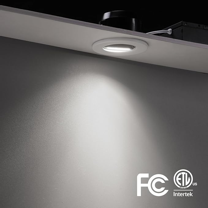TORCHSTAR 12-Pack 3 Inch Gimbal LED Recessed Light with Junction Box, 7W CRI90+ Dimmable Adjustable Eyeball Canless LED Downlight, 5000K Daylight, Airtight IC, ETL