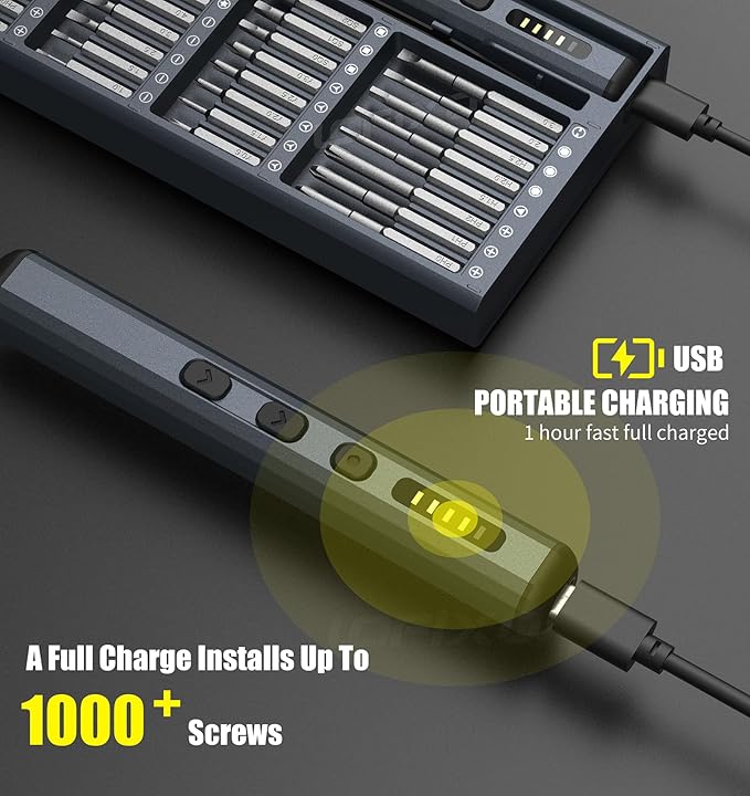 Electric Screwdriver Cordless Tool Set,72 PC Rechargeable Power Screwdriver Torx Phillips Triangle Pentalobe Automatic-Battery Electronics Kit for Macbook Computer Laptop Ps5 Xbox Switch Glasses