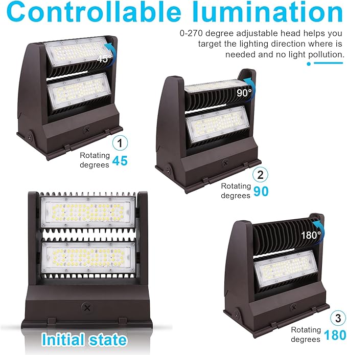 OSTEK LED Wall Pack Light 40W Rotatable Adjustable 5000K 5500LM, Outdoor Dimmable Area Wall Pack led Light Fixture IP65, UL, DLC