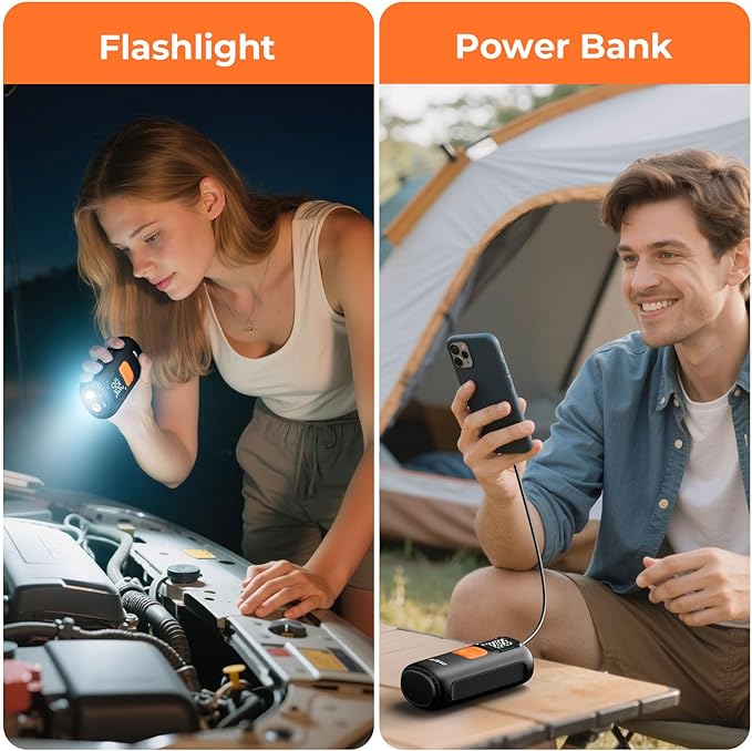 Tire Inflator Portable Air Compressor, 22 Cylinder & 6X Faster Inflation, 160 PSI Tire Pump with 7800mAh, Digital Pressure Gauge, Auto Shut-off, Air Pump for Car, Truck, Motorcycle, Bicycle, Ball