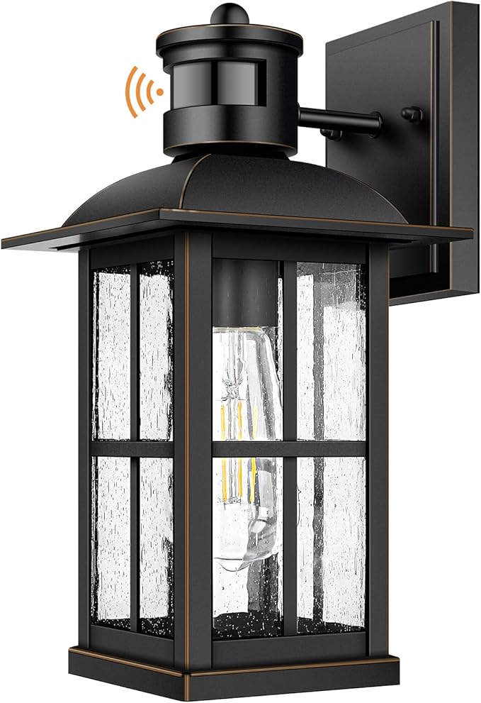 Motion Sensor Outdoor Light - Advanced Dusk to Dawn Exterior Lantern Fixtures Wall Sconce, Waterproof Porch Light Fixtures Wall Mount for Entryway Garage, Anti-Rust 100% Aluminum