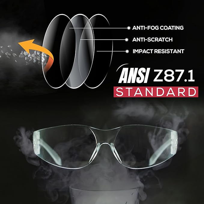 Hyline Anti-Fog Color Safety Glasses Variety, Impact Resistant, Polycarbonate, Anti-Scratch
