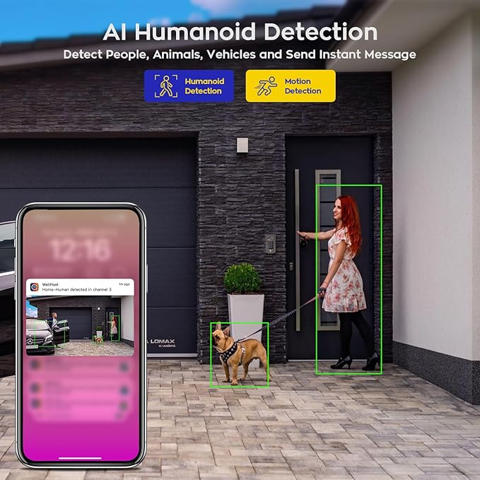 xmartO [Dual-Image Wide FOV] 16CH Security Camera System Wireless, 4-Set 2-in-1 Cameras, 4K Long Range WiFi 6 Surveillance NVR, Pan Tilt Zoom 4MP QHD Home CCTV Camera Set w. 1TB HDD, 0 Monthly Fee