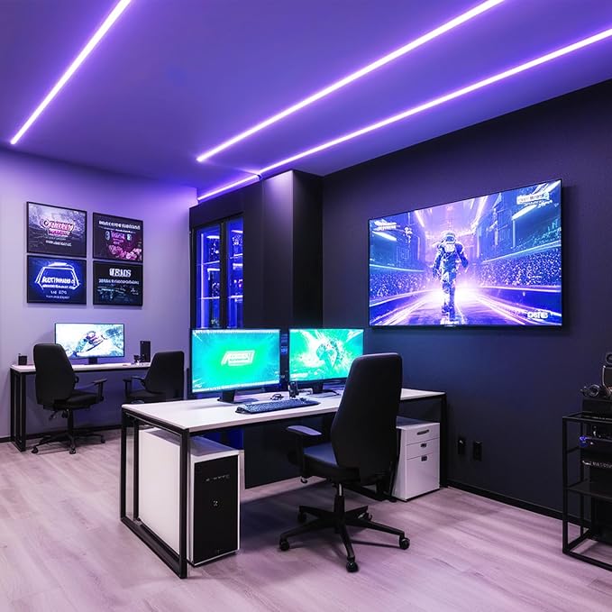 iNextStation Purple Led Strip Lights, 16.4Ft/5m Neon Led Light Strip with Power Adapter, 12V Waterproof Silicone Flex LED Rope Lights for Bedroom Wall Festival Party Neon Sign DIY Decor