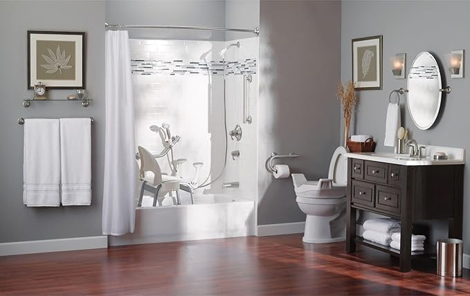 Moen LR8724D1GCH Bathroom Safety 24-Inch Designer Bathroom Grab Bar with Curled Grip, Stainless
