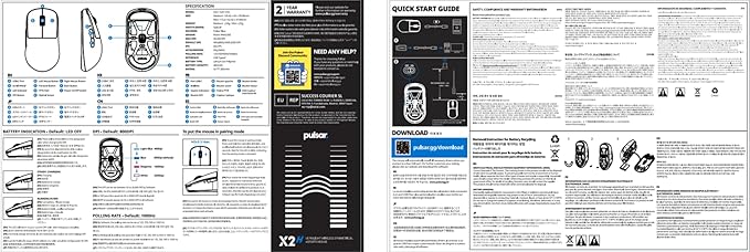 Pulsar Gaming Gears X2H mini Wireless Gaming Mouse, Limited Color Edition, Ultra Lightweight 1.83 oz (52 g), Symmetrical, Optical Switch, 26000 DPI, PAW3395 Sensor (Mini, Wireless, Red)