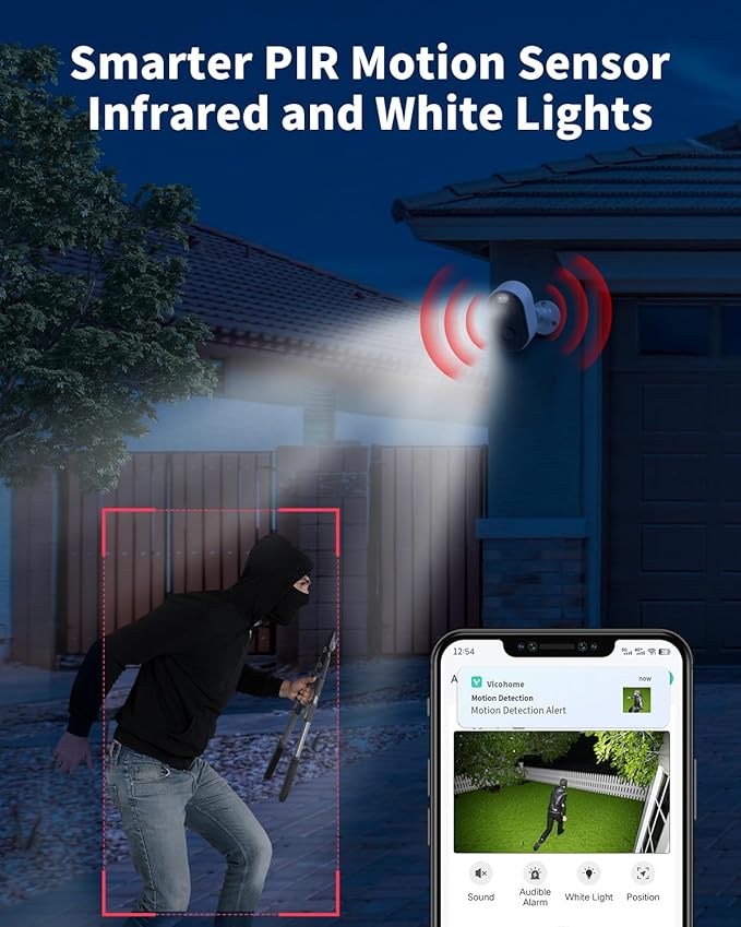 Security Cameras Wireless Outdoor, Battery Powered 2k Color Night Vision, AI Motion Detection, IP66 Weatherproof, 2-Way Talk, SD/Cloud Storage, 2.4Ghz WiFi Cameras for Home Security