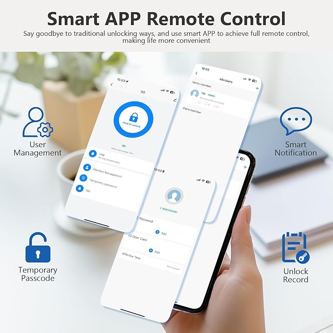 Devo G5 Smart Lock, Front Door Keyless Entry Door Lock, Bulit-in WiFi Door Lock, App Remote Control, Digital Smart Deadbolt, Electronic Touchscreen Keypad, Auto Locks, Easy Installation(Silver)