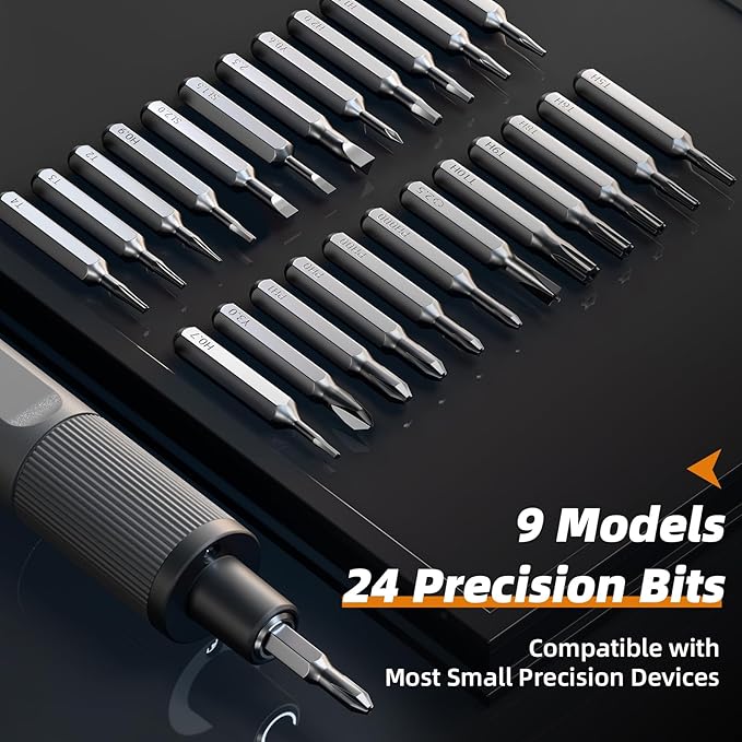 Mini Electric Screwdriver Set 24-in-1, 3.7V Precision Screwdriver Set, USB-C Rechargeable, Small Electric Screw Driver for Phone Camera Laptop Watch Metal Bits for Home DIY Projects
