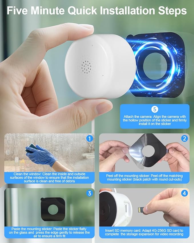 Window Camera-2K Security Camera for Baby/Pet/Elderly,WiFi Indoor Cameras for Home Security with Blacklight Full Color Night Vision,Human & Motion Detection,2-Way Audio,911 Alert,24/7 Recording (2PCS)