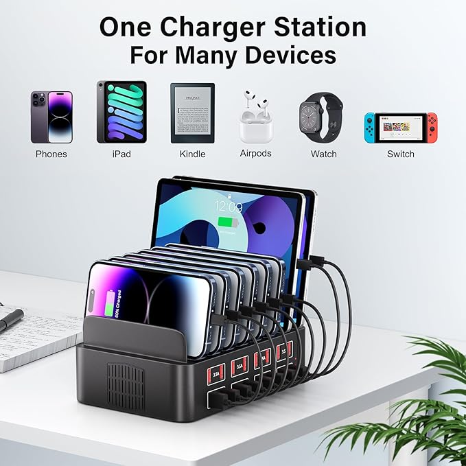 Charging Station for Multiple Devices, 150W USB Charger Station with16 Fast Charging Ports, Ipad Charging Station for Apple Devices Fire Tablets iPhone Samsung Android