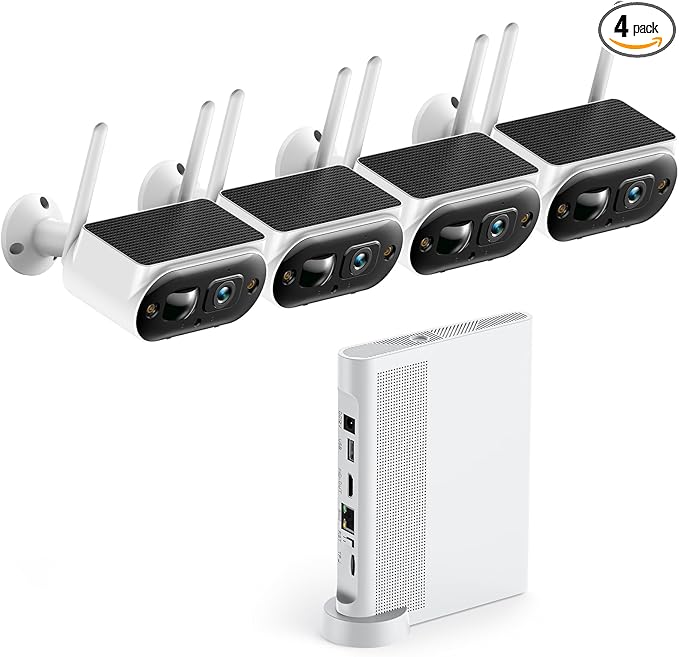 Camcamp Solar Security Cameras Wireless Outdoor, 2K Home Security Camera System, Quick Installation, No Subscription, PIR Smart Detection, 10CH Expandable NVR for Surveillance, 5G & 2.4G WiFi