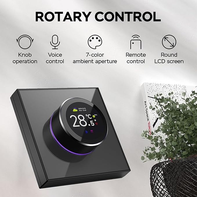 Smart Thermostat for Home, Programmable Bluetooth Temperature Regulator with 1.32in TFT Screen, Knob Control Diameter 1.81in, Control Via Cell Phone or Smart Voice