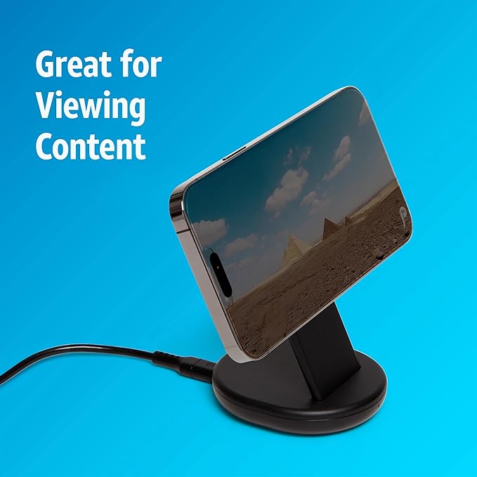 AT&T 15W Magnetic Qi Wireless Charging Stand Black Fast Charge Pad with Magnetic Alignment USB-C Power Delivery Case Friendly Compatible with iPhone Samsung Galaxy Google Pixel