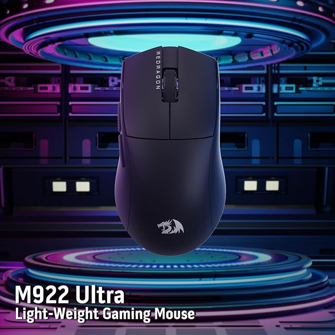 Redragon M922 PRO 3-Mode Wireless Gaming Mouse, 51G Ultra-Light 26K DPI Mouse w/Ergonomic Natural Grip Build, Full Programmable Buttons, Software Supports DIY Keybinds & DPI