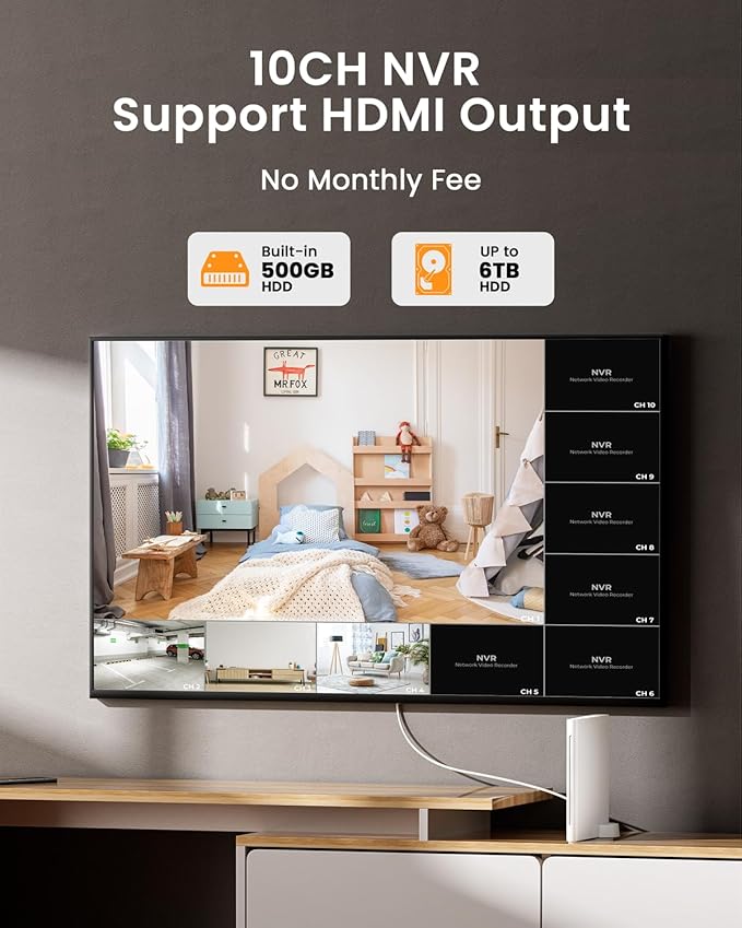 Camcamp Solar Security Cameras Outdoor Wireless, 4MP Security Camera System for Home, Solar-Powered 4 Cam-Kit, 2.4G & 5G WiFi, Color Night Vision, 360° Pan & Tilt, 10CH NVR 500GB HDD, No Subscription