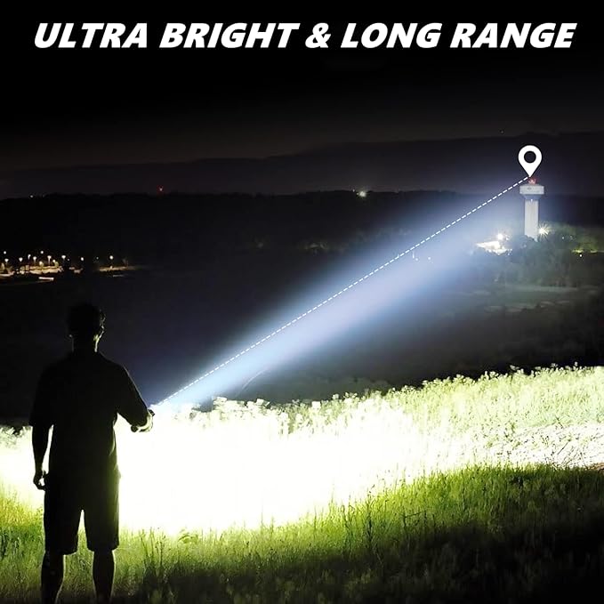 Rechargeable Flashlights High Lumens, 7 Mode Red Flashlight Rechargeable with Side Work Light, Super Bright Tactical Flashlight, High Powered Linternas LED Flashlight for Home Camping 2Pack