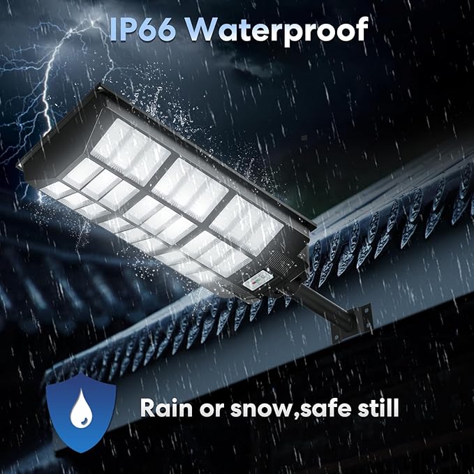8500W Solar Street Lights Outdoor, 6500K IP66 Waterproof Solar Security Flood Lights, Commercial LED Parking Lot Lights Dusk to Dawn with Motion Sensor and Remote Control 2PACK