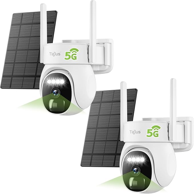 2.4G/5G Security Cameras Wireless Outdoor, 2K Solar Camera for Home Security, 360° PTZ/3MP Color Night Vision/Battery Powered/2Way Talk/Compatible with Alexa/IP66 Waterproof(2 Pack)