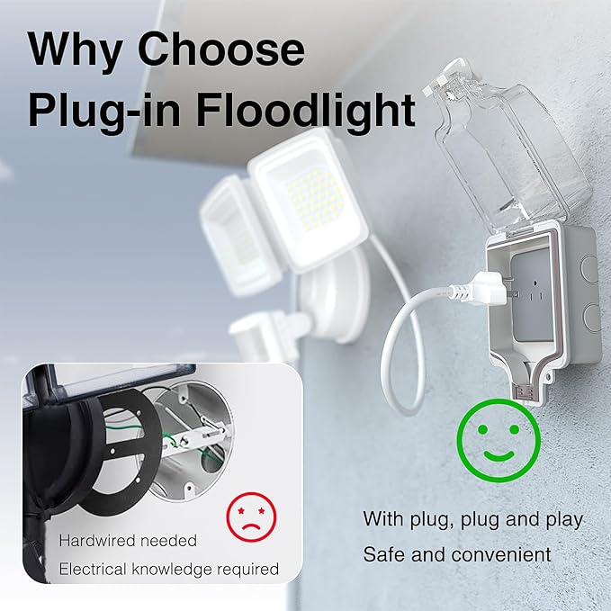 Onforu 100W LED Motion Sensor Outdoor Lights Plug in, Dusk to Dawn Flood Security Lighting Outside, Motion-Activated Detector Exterior Photocell Light Fixture, 9000LM 6500K IP65 Waterproof (White)