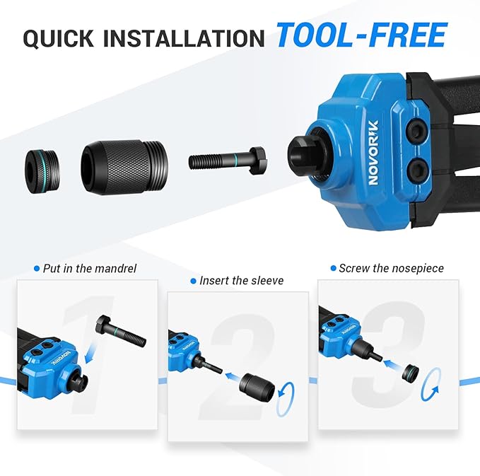 Rivet Nut Tool, 16” Rivet Nut Tool Kit with 15 Metric & SAE Mandrels, 182pcs Rivnuts and Rugged Carrying Case, One RIV Nut Tool Kit Meet All Your Needs