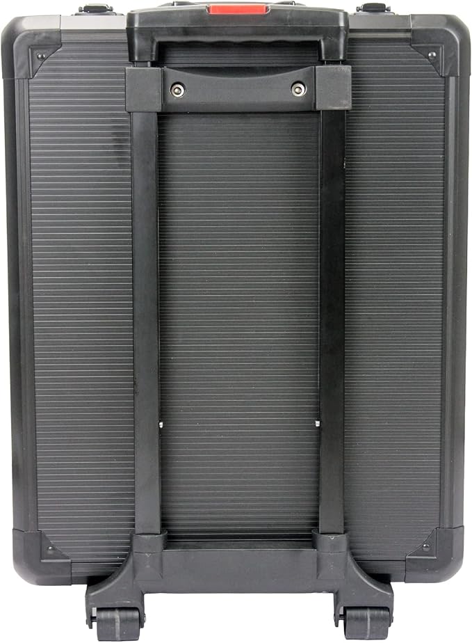 Aluminum Trolley Case Tool Set, Hand Tool Box with 4 Layers of Toolset and Wheels, Portable Tool Box for Home/Auto Repair for Men (Black)