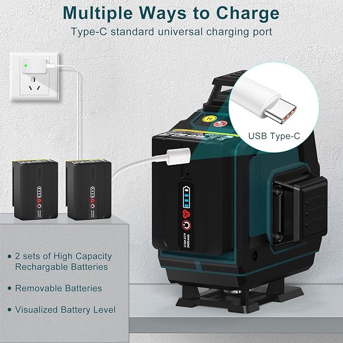 Laser Level 360 Self Leveling,HANMATEK 4x360°4D Green 16 Lines Laser Leveler Beam Cross Line Laser Measuring Tool for Picture Hanging Construction Floor Tile Wall Home Renovation,Indoor Project