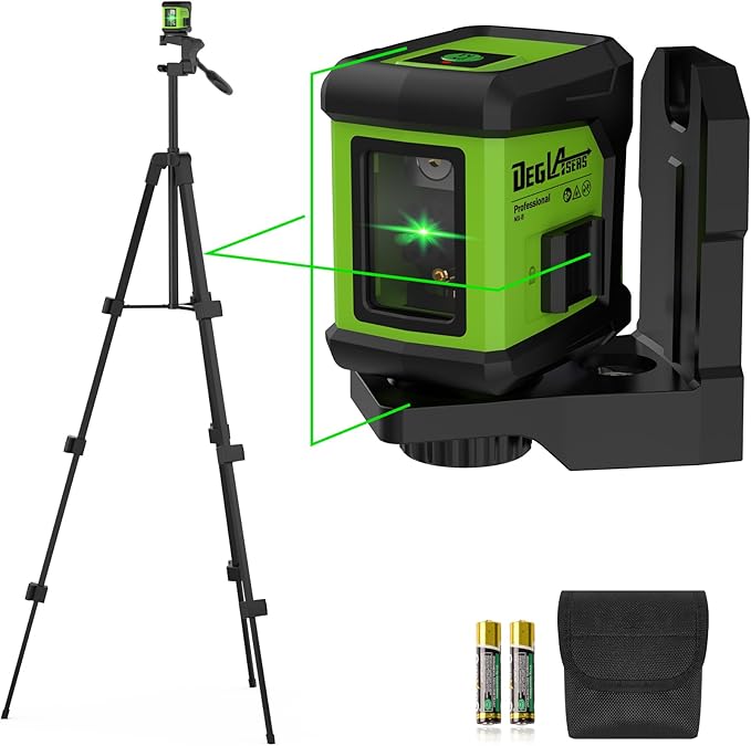 Self-Leveling Laser Level with Tripod,DEGLASERS 100ft Green Cross Line laser lever,Lazer Leveler Tool for Picture Hanging Construction Floor Tile Wall Home Renovation, Indoor Project, Battery Included