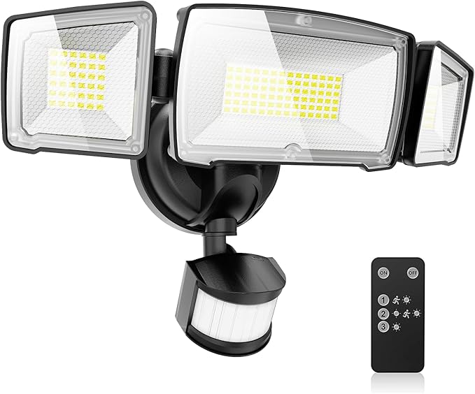 MAGAGUVU 100W Flood Lights Outdoor, 9000LM LED Security Light Motion Sensor Outdoor Lights, 6500K Daylight LED Flood Light with Remote Control, IP66 Waterproof Security Lights for Yard Garage Stadium