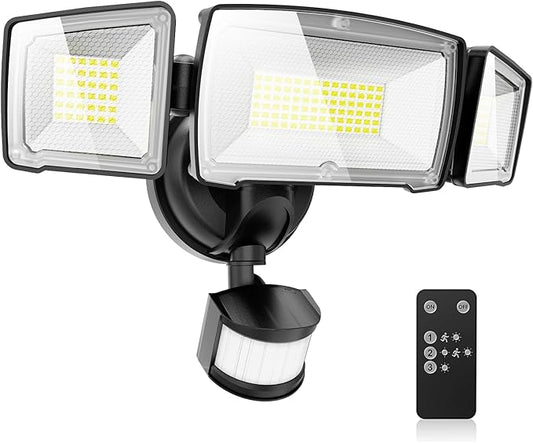 MAGAGUVU 100W Flood Lights Outdoor, 9000LM LED Security Light Motion Sensor Outdoor Lights, 6500K Daylight LED Flood Light with Remote Control, IP66 Waterproof Security Lights for Yard Garage Stadium