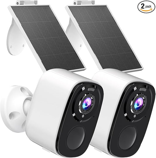 Rraycom 5MP Security Cameras Wireless Outdoor Solar Powered with AI Detection, 2K Color Night Vision Security Camera with 2 Way Audio, Alexa, No Monthly Fee, Spotlight & Siren, IP65 Waterproof