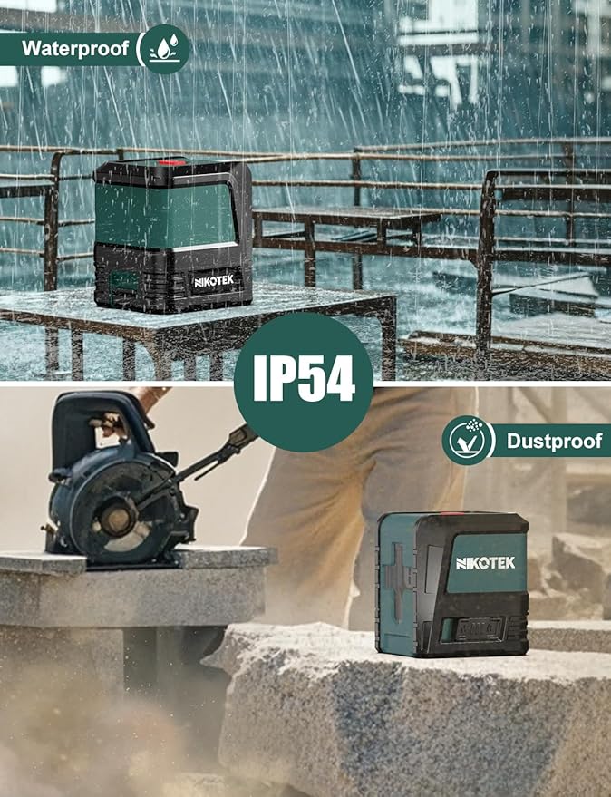 Laser Level Self-Leveling Green Beam Horizontal and Vertical Crossline Laser for Home Decor Carrying Pouch, Tripod Battery Included (NK02G with 47 Inch Tripod)