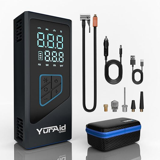 Premium Portable Tire Inflator for car 150PSI Wheel & Tire Air Compressors & Inflators Tires For Vehicles With Battery, Fast Electric & Digital Tire Pressure Pump Gauge For Car, Bike, Motorcycle