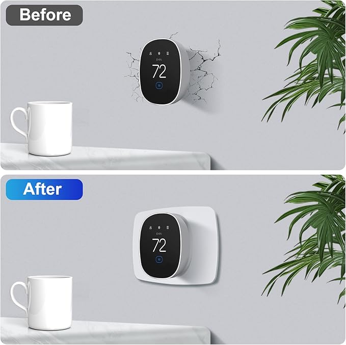 AUURIO Thermostat Wall Plate Compatible with 2025 ecobee Smart Thermostat Essential Trim Kit Increased Decorative Coverage Stylish Programmable WiFi Thermostat Accessory Trim Plate Easy Installation