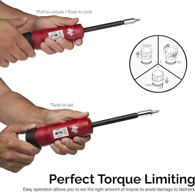 NEIKO 10573B 1/4” Torque Screwdriver Set, 20 Hex Bits, 10 to 50 In-Lbs, Long Shank Screwdriver Torque Wrench, Adjustable Inch-Pound Torque Screwdriver for HVAC and Gunsmiths