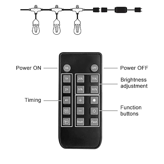 Banord Outdoor Plug-in Dimmer Switch with Wireless Remote Control, 360W Max for LED String Lights, 4-Level Brightness Modes & Waterproof Design